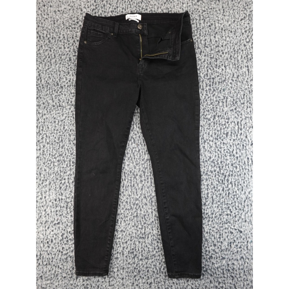 Pistola Skinny Jeans Womens 31 Black Denim Mid Rise‎ Stretch Casual Tapered Leg